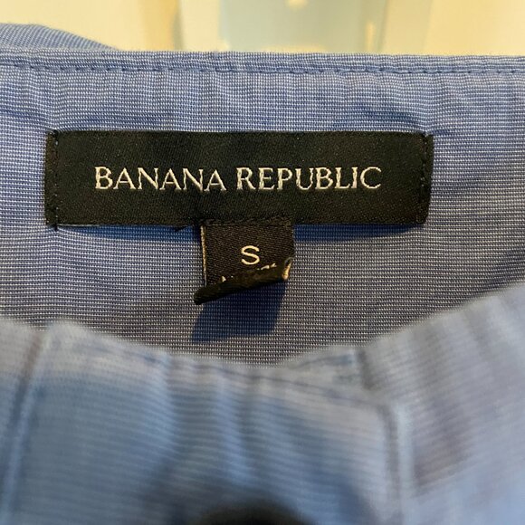 Banana Republic Square Neck Button Front Bow Cotton Top | Blue | Size Small - Picture 3 of 4